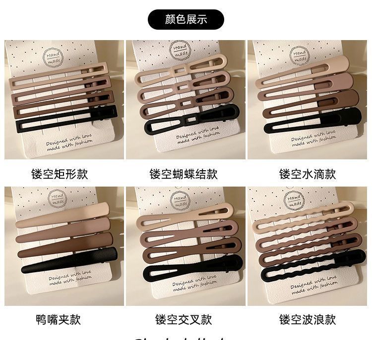 奶咖色鸭发夹大号前额侧边碎发卡高级感气质鸭嘴夹后脑勺一字夹子详情3