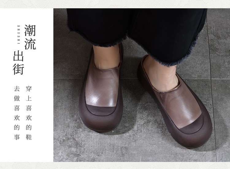 复古擦色真皮包头半拖鞋女夏季外穿小众原创头层牛皮平底凉拖鞋女详情24