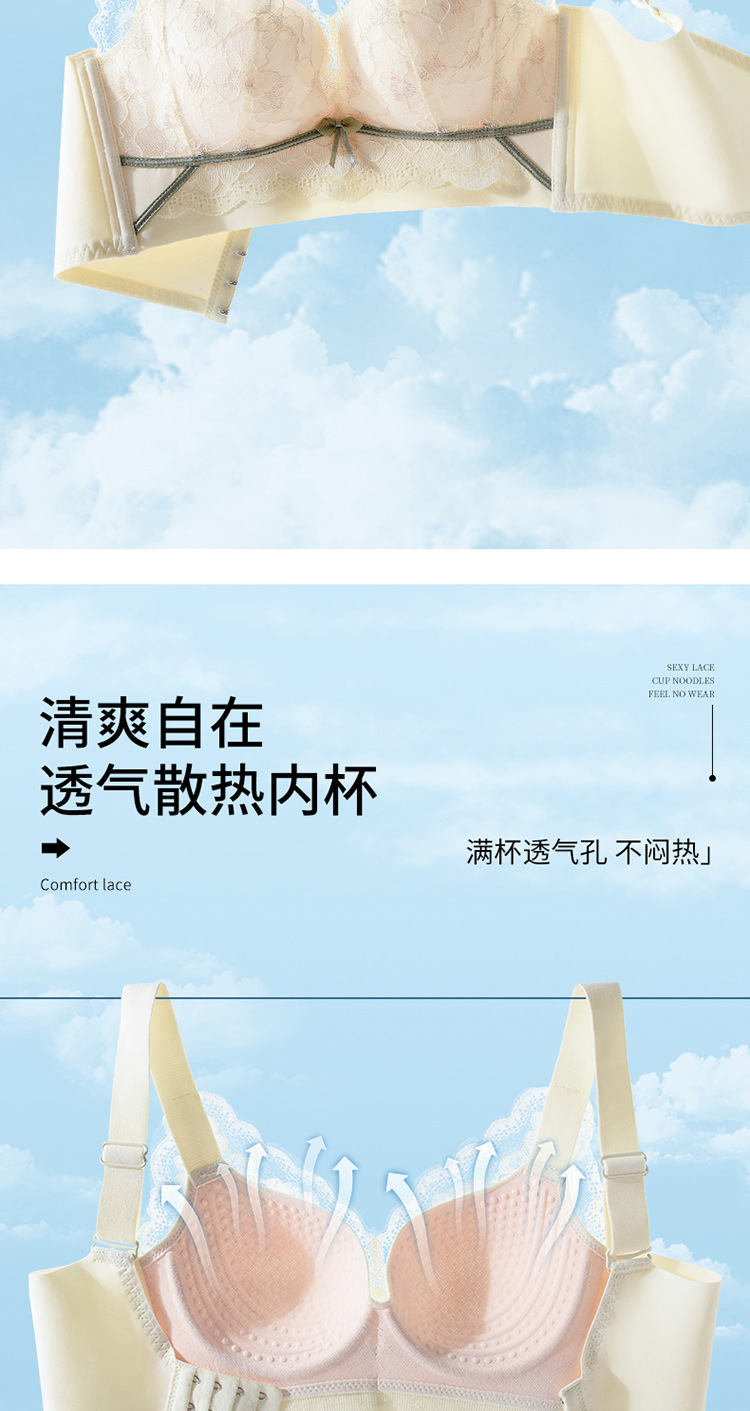 超薄款内衣女大胸显小胸文胸大码调整型聚拢收副乳矫正防下垂胸罩详情9