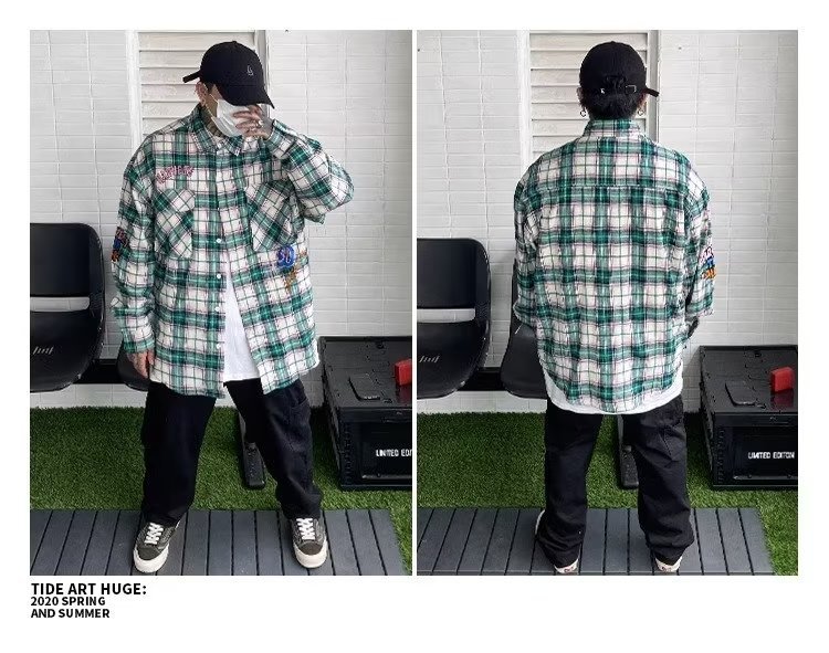 美式春秋季日系长袖格子衬衫男士韩版潮流ins网红休闲款衬衣外套详情41