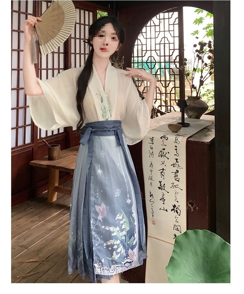 国潮大码胖mm夏季设计感新中式国风复古改良汉服马面裙气质上衣两件套详情11