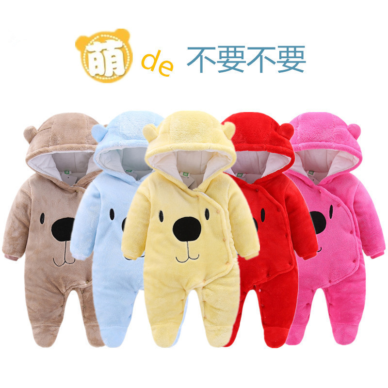 Baby one-piece suit thickened autumn and winter outfits 0 baby clothes for boys and girls 1 newborn autumn clothes winter cotton-padded clothes crawling clothes pic 2
