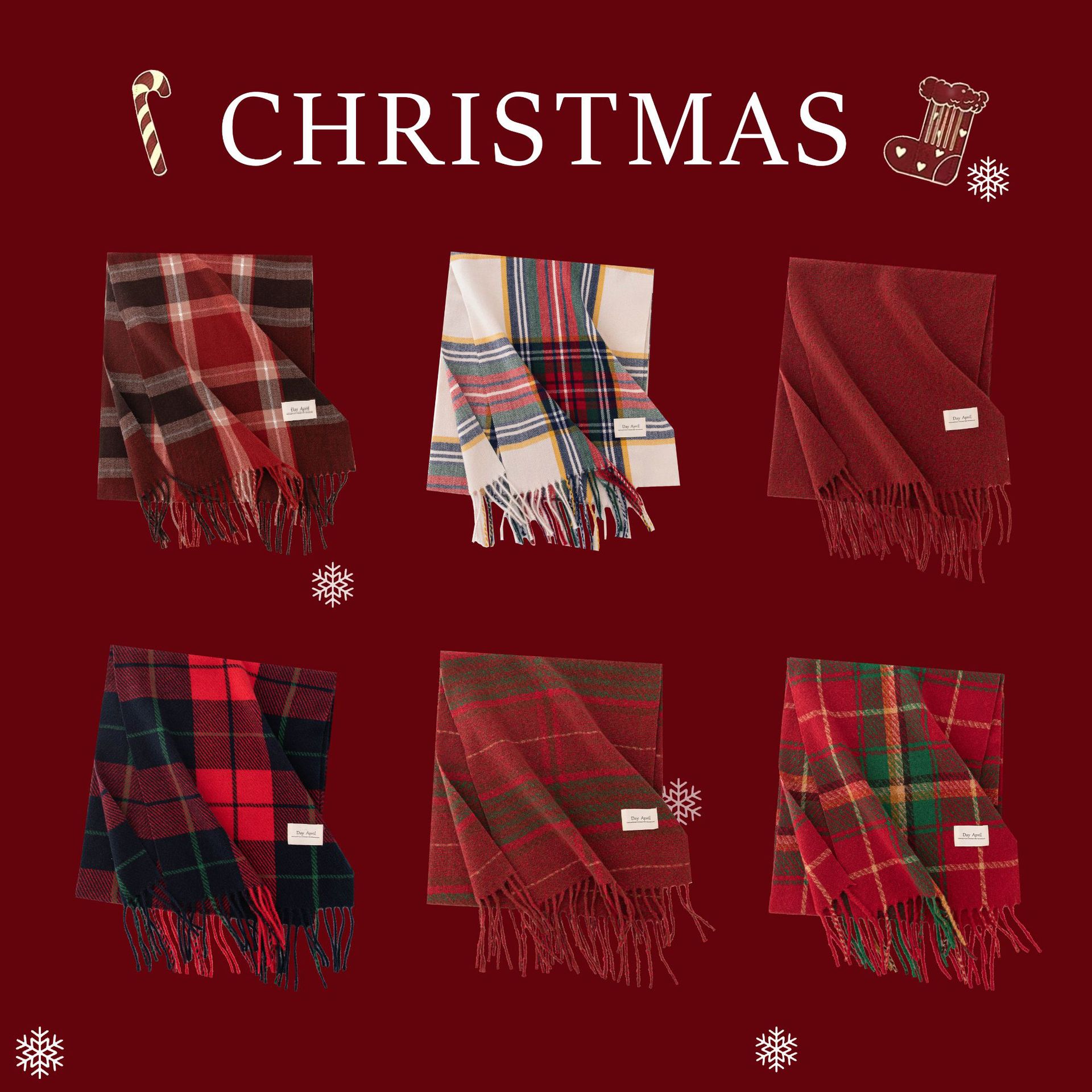 New autumn and winter Ankela red scarf for women, a high-end and versatile faux cashmere scarf in solid color, a warm scarf shawl pic 4