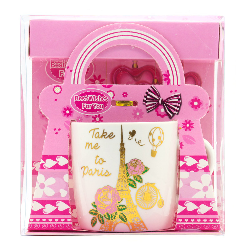 Export ceramic coffee cups with gilded patterns on the Eiffel Tower, French architecture, household universal style, factory direct supply pic 11