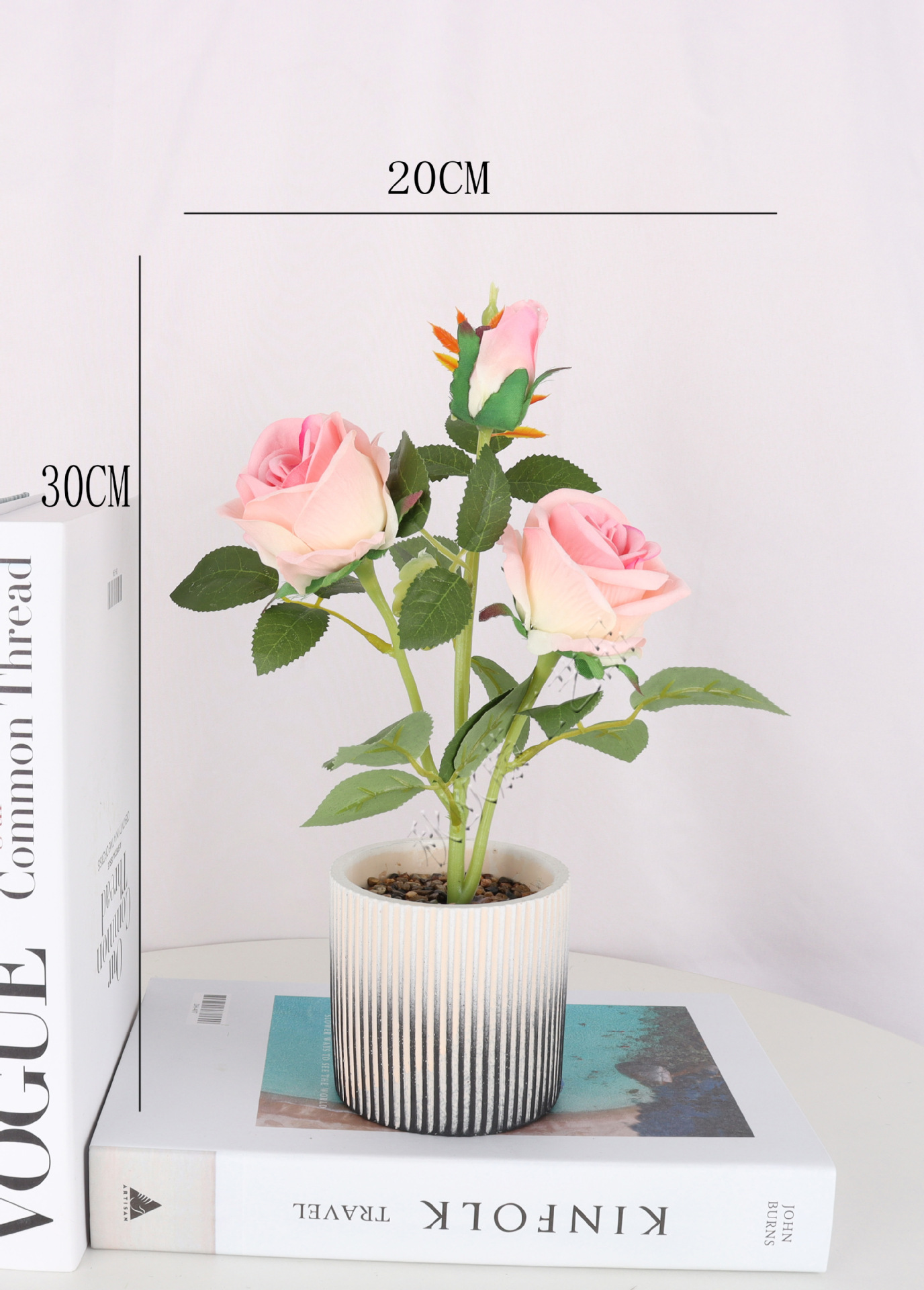 Simulated edged rose three-headed potted plant/simulated bonsai/simulated flower creative interior small ornaments/Amazon Factory pic 2