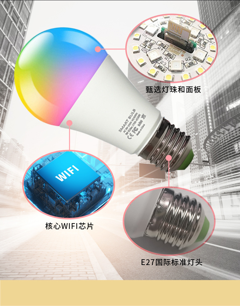 WiFi Smart variable light bulb, Alexa voice control, RGBCW dimming and color-adjusting bulb, graffiti Smart Life pic 6