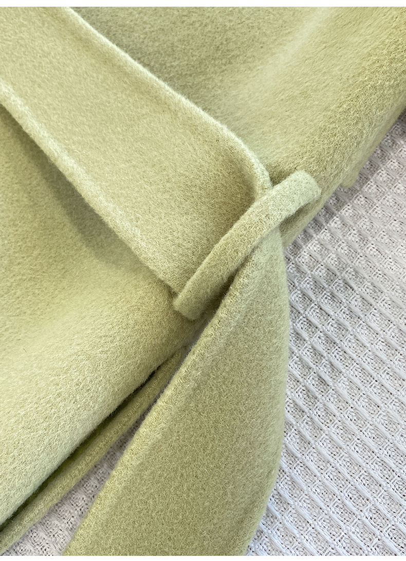 Q469 Dongdaemun Double-sided Cashmere Coat Korean version Autumn and Winter New Style Wool Tie suit collar woolen coat for women pic 70