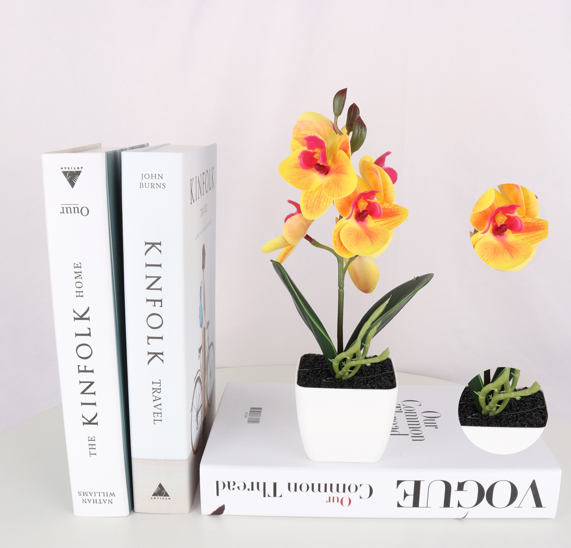 6-head 2-leaf simulated black sand Phalaenopsis/Simulated bonsai/simulated flower creative interior small ornaments/Amazon Factory pic 5