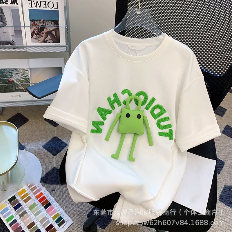 十三行女装短袖韩版宽松T恤卡通印花校园学生上衣女生短T直播批发详情14