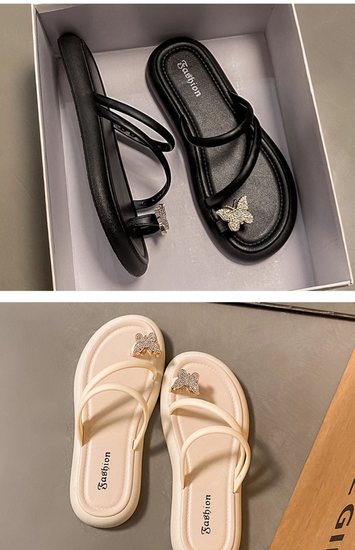 2024年新款时尚厚底凉鞋女夏季仙女风百搭软底防滑套趾沙滩罗马鞋详情27