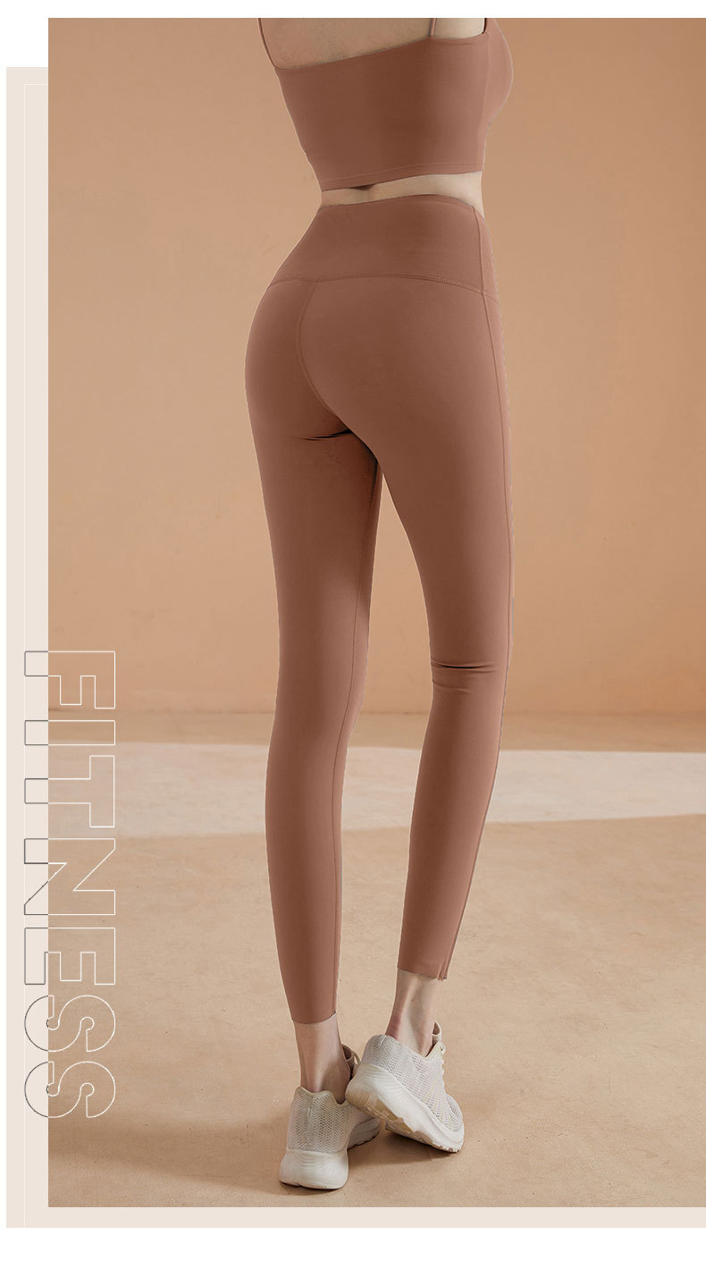 Autumn and winter Lycra nude yoga pants for women, tight height waists, elastic peach hips, lulu original factory running and fitness wear pic 37