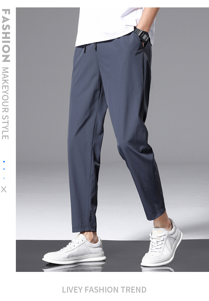 夏季冰丝裤男士薄款锦纶速干运动休闲直筒九分裤清凉空调裤男裤子详情17