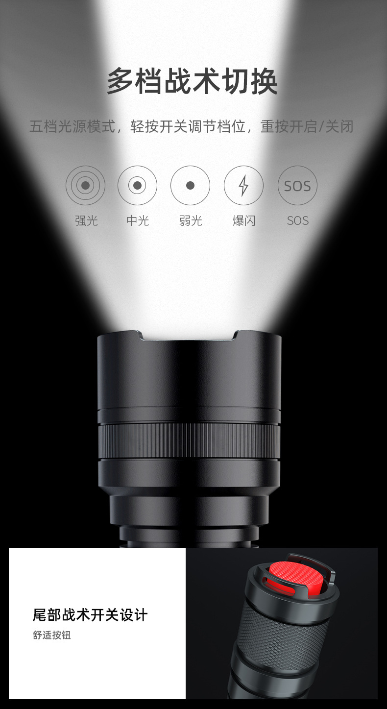 Shenhuo High-intensity flashlight, long battery life, LED lighting, long-range flashlight, hotel and guesthouse emergency fire-fighting flashlight pic 10