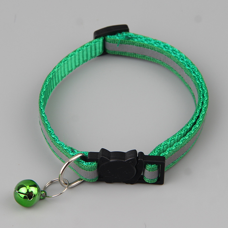 New pet supplies 1.0 black reflective cat head safety buckle collar de gato fuerte y duradero cat bell collar pic 4