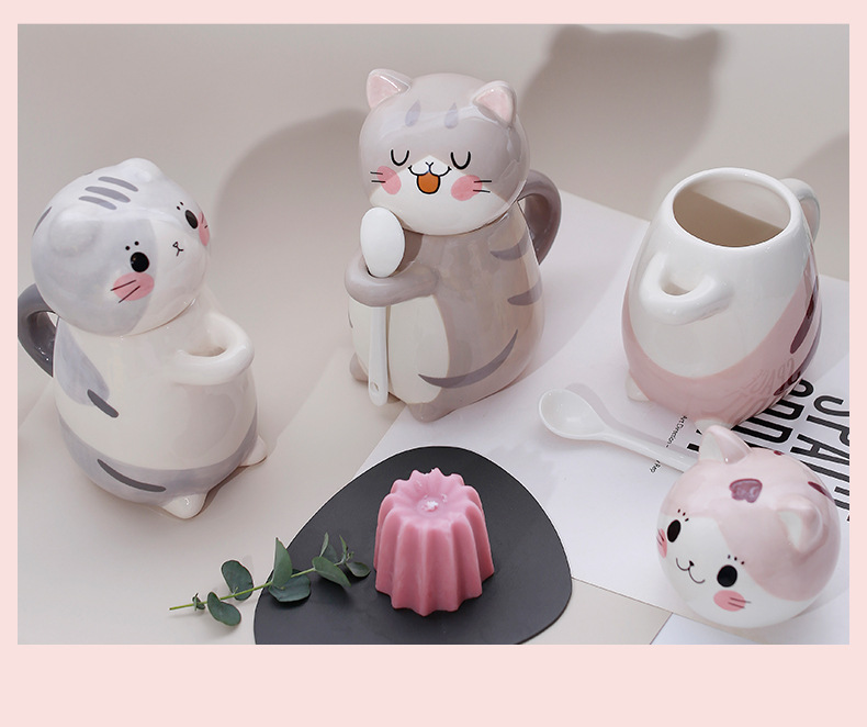 情侣杯子日式卡通可爱猫咪陶瓷杯 早餐牛奶咖啡杯子ins马克详情13