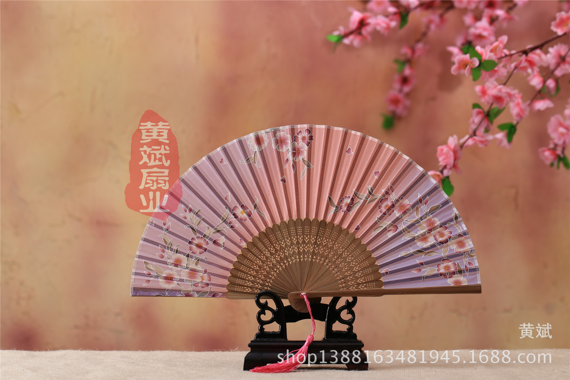 古风古典礼品真丝竹扇子日式和风扇樱花扇 折扇批发 舞蹈道具扇详情8