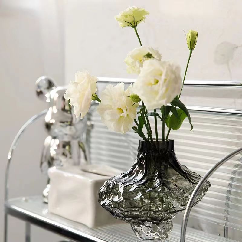 Nordic InS-style valley vase, irregular glass vase, high-end home living room decoration flower arrangement pic 17