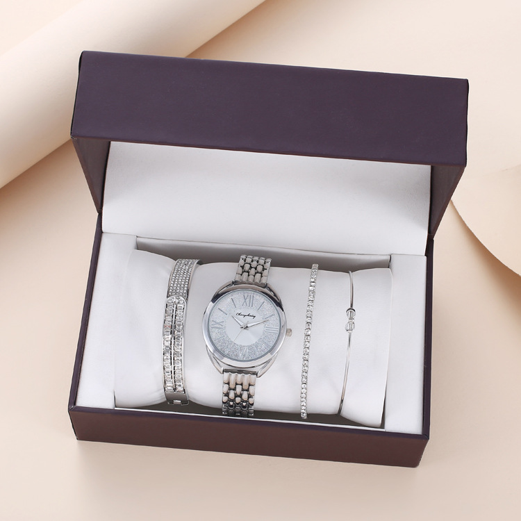 抖音快手跨境女士礼盒四件套礼品套装手表时尚满天星手表批发详情5