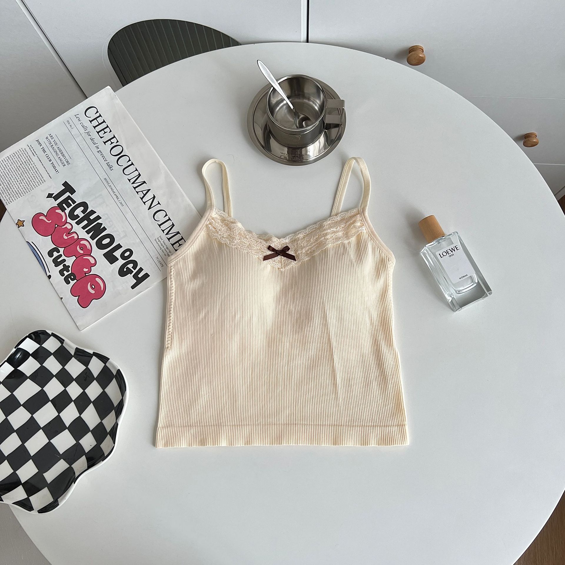 纯欲蕾丝美背吊带背心女夏季带胸垫固定杯辣妹外穿内搭吊带抹胸女详情10