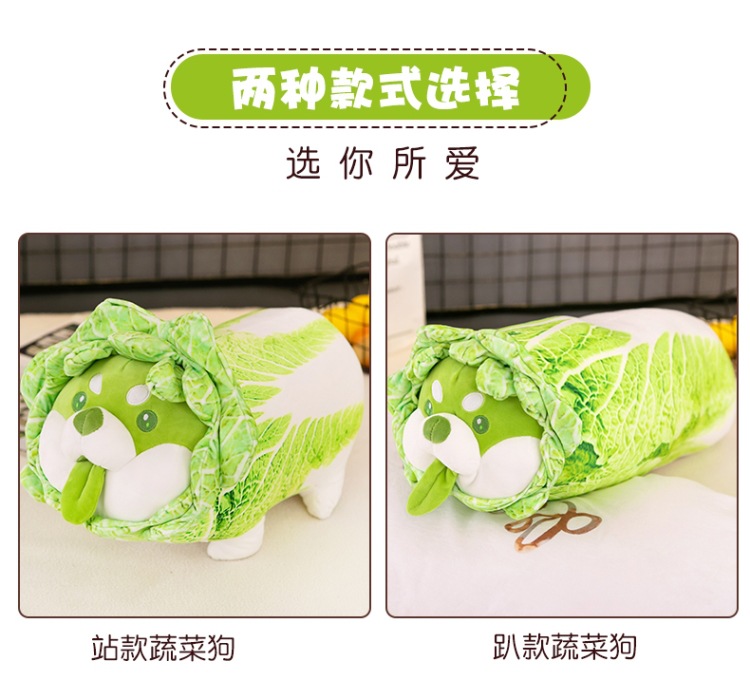 Wholesale of creative cartoon vegetable dog dolls, cabbage dog cushions and plush toys of the same style as those on Xiaohongshu pic 4