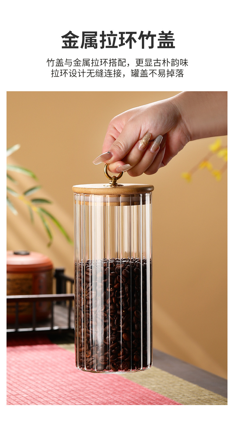 La mala tapa de bambú vidrio té latas latas herméticas hogar cocina caja de almacenamiento multigrano latas de almacenamiento pequeñas latas de almacenamiento pic 9