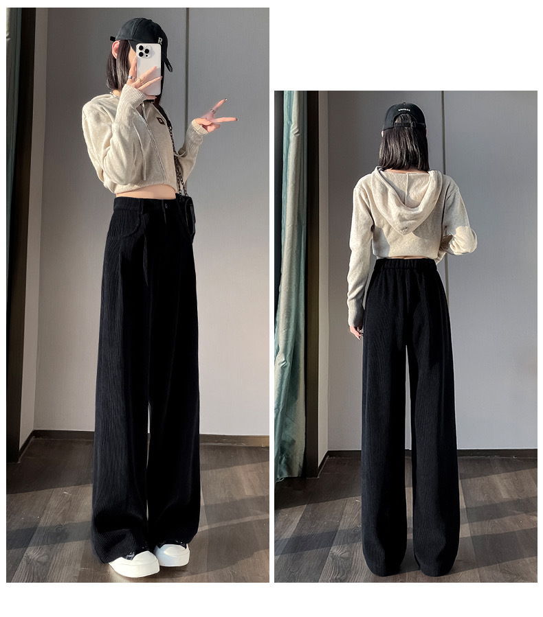 【高品质】欧棉绒阔腿裤秋冬新款加厚女高腰宽松爆款雪尼尔休闲裤详情21