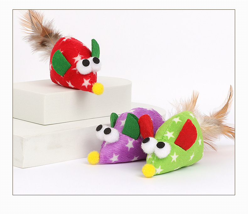 Pet cat toy manufacturers wholesale plush mouse toys for playing with cats, big-eyed feather mouse catnip toys pic 15