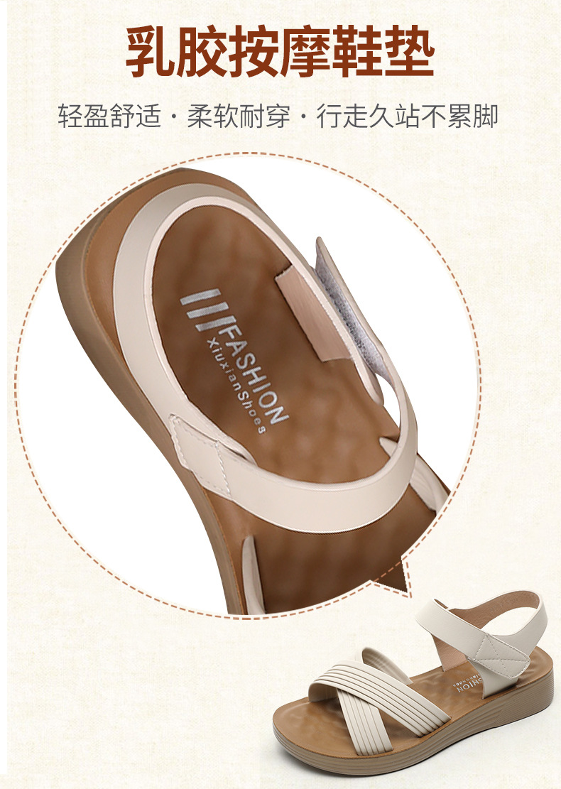妈妈凉鞋2024新款夏季平底女鞋中年坡跟中跟女士夏天百搭厚底舒适详情5