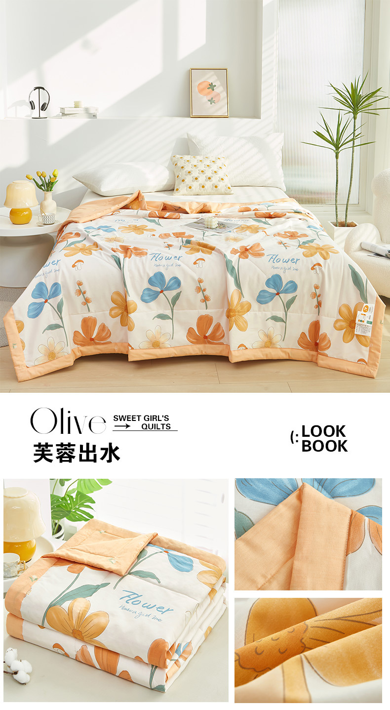 2024新款A类亲肤小清新纯棉夏被空调被批发夏凉被子全棉被芯批发详情40