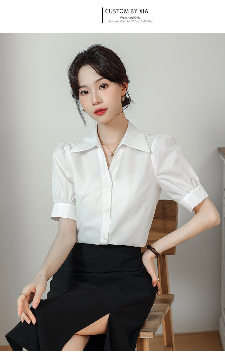 A niche chiffon shirt and top for summer 2024, a new short-sleeved shirt for women with a French style that makes them look slimmer pic 29