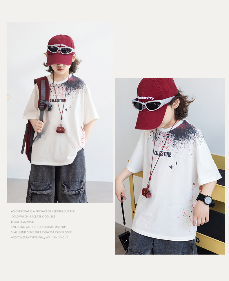 男童短袖t恤夏装2025新款中大儿童夏季半袖纯体恤男孩上衣洋气T潮详情8