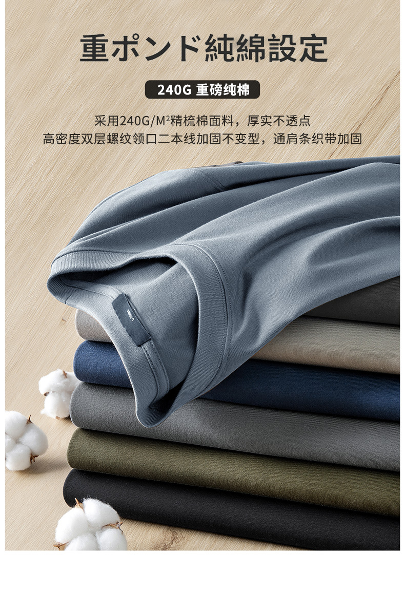 240g精梳纯棉T恤休闲夏季重磅t恤男纯棉短袖百搭宽松打底衫体恤男详情1