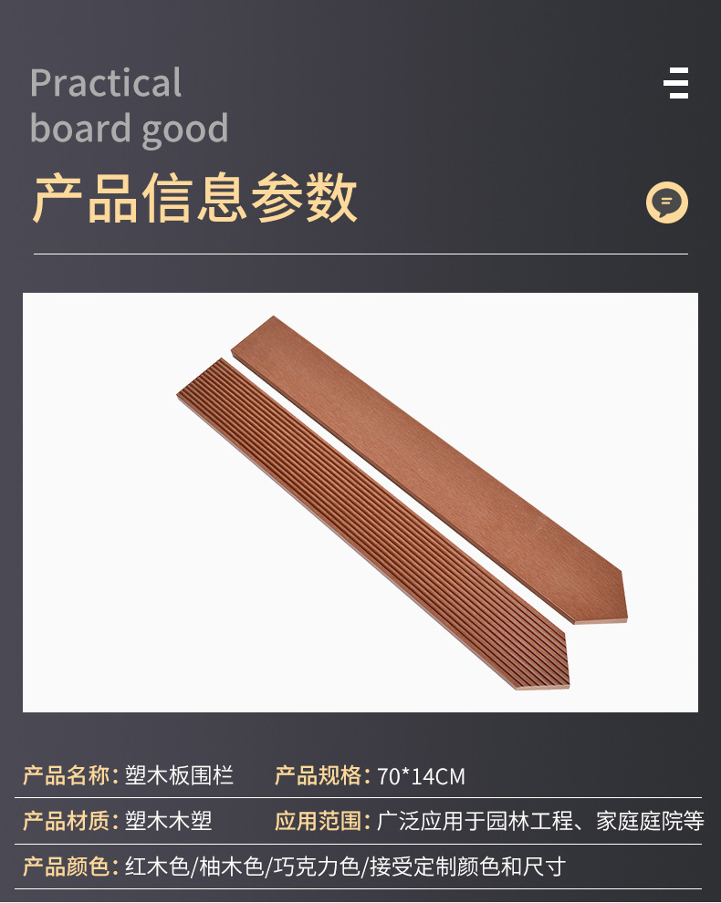 批发塑木板围栏栅栏格栅木塑板条花箱地板实心装饰板材护墙板防水详情7