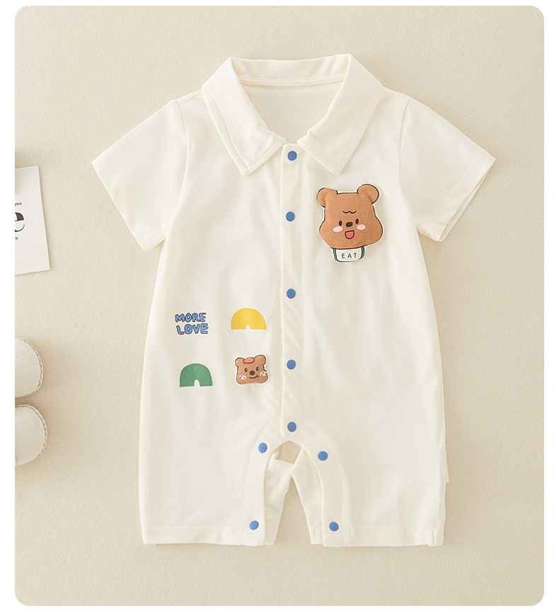 婴儿衣服夏季薄款a类纯棉男宝宝短袖连体衣小熊哈衣爬服代发详情18