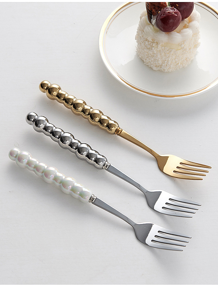 轻奢陶瓷珍珠手柄刀叉勺创意不锈钢餐具套装高颜值北欧风西餐餐具详情18