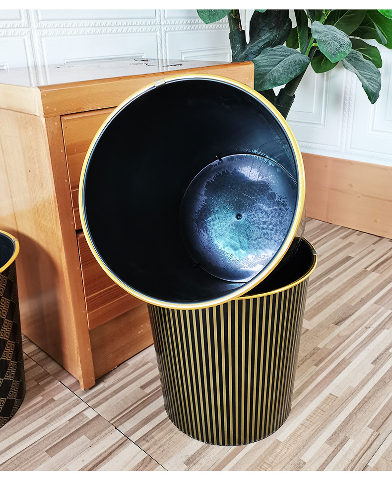 Golden Edge trash can, household kitchen and bathroom garbage storage plastic trash can, wastebasket pic 5