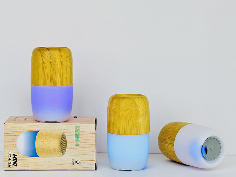 创意胶囊蓝牙音箱带灯炫彩户外便携式小圆柱音响木纹新款外贸礼品详情12
