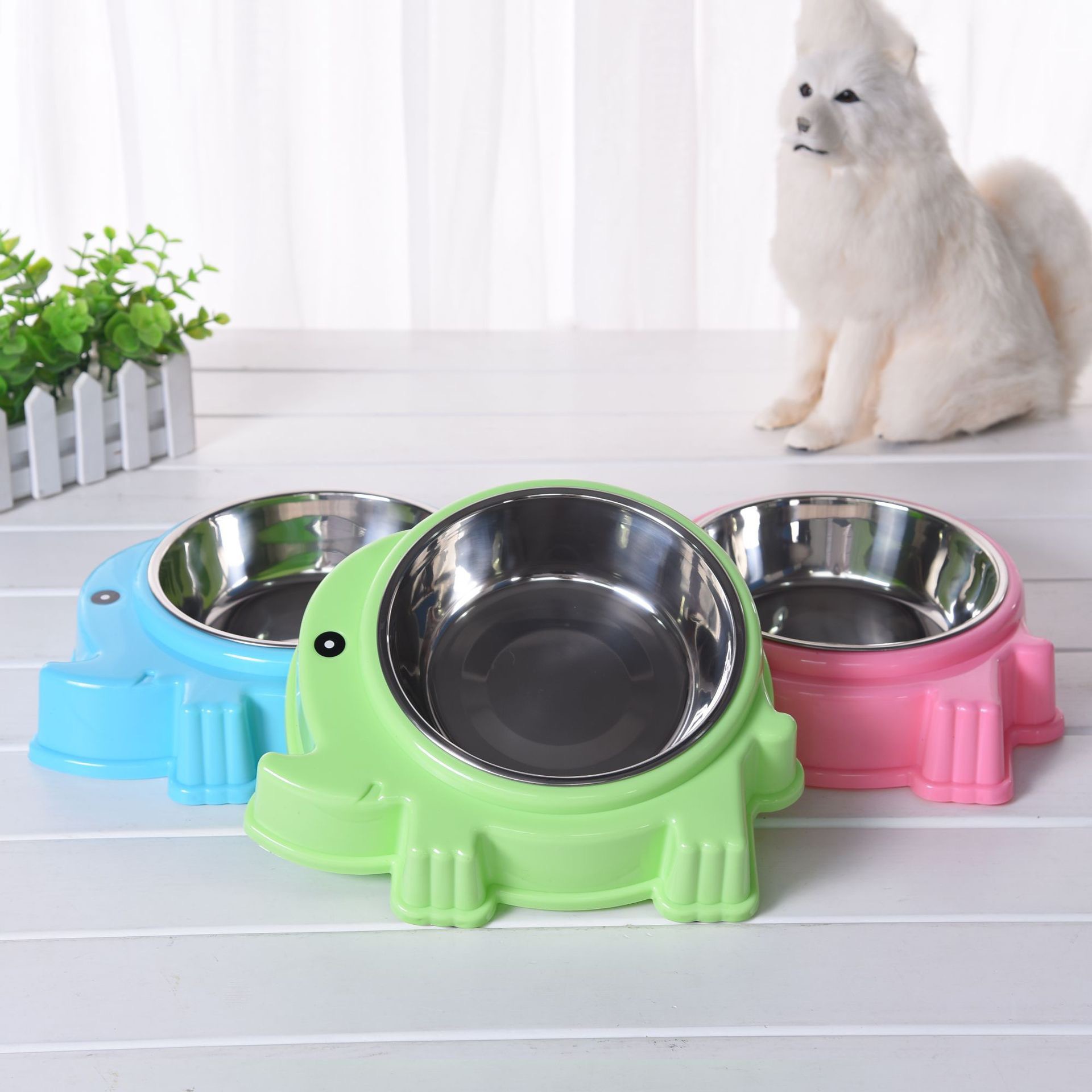 可爱创意宠物碗不锈钢卡通大象猫食盆狗食盆宠物用品批发厂家直销详情2