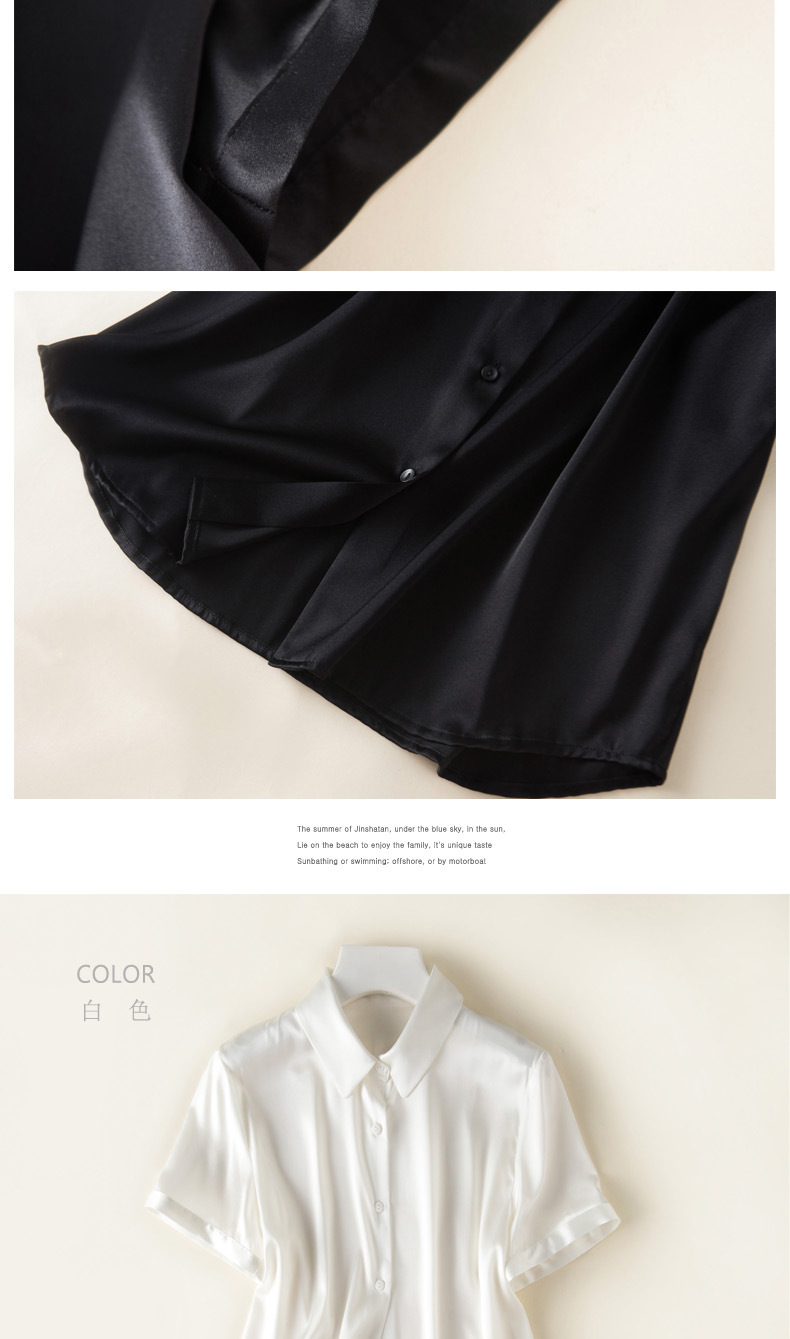 Silk short-sleeved shirt, a new summer professional shirt for women, with a unique design sense and a niche commuting top made of mulberry silk pic 34
