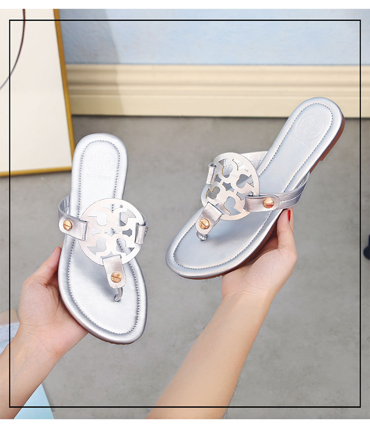TB皮革人字拖鞋女鞋夏季美国大牌时尚女士凉拖鞋slippers欧美跨境详情8