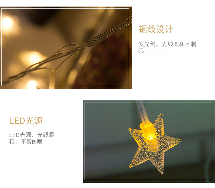 厂家批发LED彩灯星星灯圆球灯房间布置装饰灯满天星串灯闪灯批发详情9