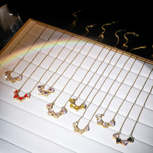 This is a unique new design pendant with a Japanese and Korean style, featuring cherry fruits and zircon. It is a stylish titanium steel necklace pic 45