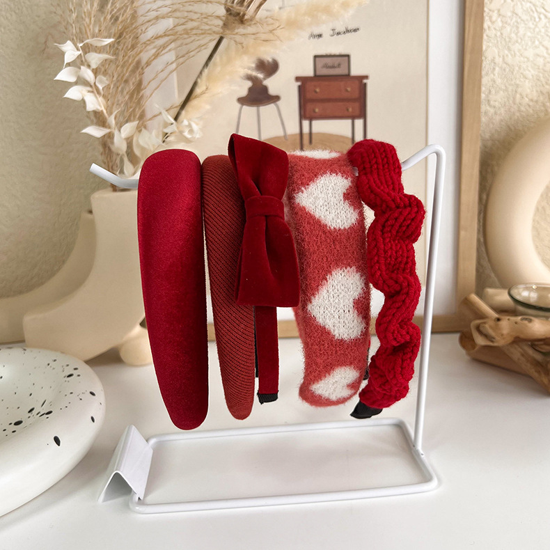 Red New Year hairband in Korean style, sweet and lively for the New Year. Wide high-head headband, stylish and versatile hairpin and hair accessory pic 10