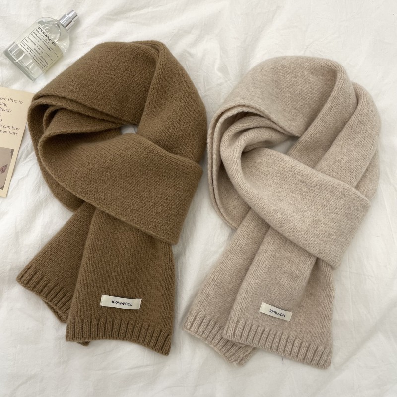 软糯100%澳洲纯羊毛围巾女秋冬季百搭加厚保暖纯色米色围脖男女详情8