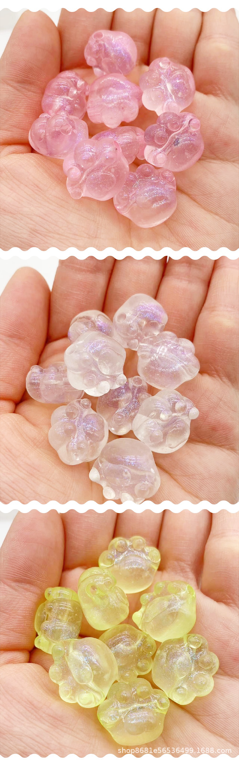 亚克力珠子人鱼姬细闪夜光星空猫爪子diy手工手机链车挂散珠批发详情3