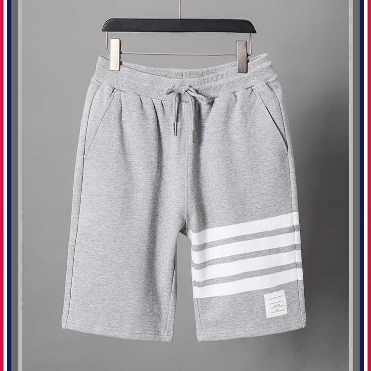 TB teñido teñido cuatro barras rayas moda hombre verano moda pantalones de algodón moda marca pantalones medios pantalones deportivos pantalones casuales hombres pic 42