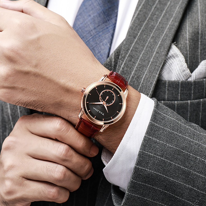 天力达商务防水手表男士简约防水夜光商务复古腕表非机械石英运动详情5