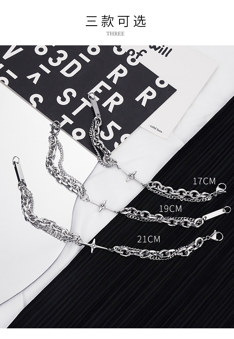 Starlight titanium steel bracelet: A trendy and retro Instagram niche design for men and a cool hip-hop accessory for women pic 2