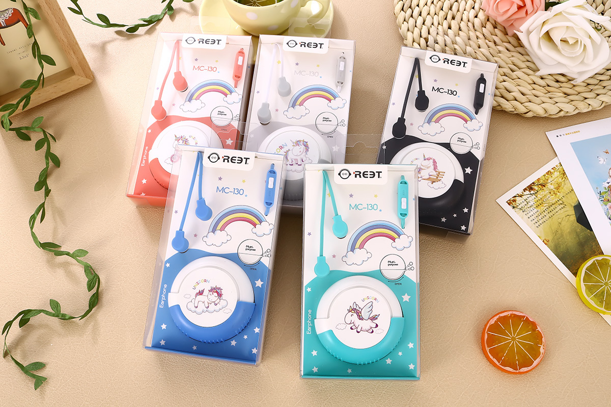 The cute student cartoon in-ear wired headphones with a high level of appearance and a storage case support KTV call answering buttons pic 1