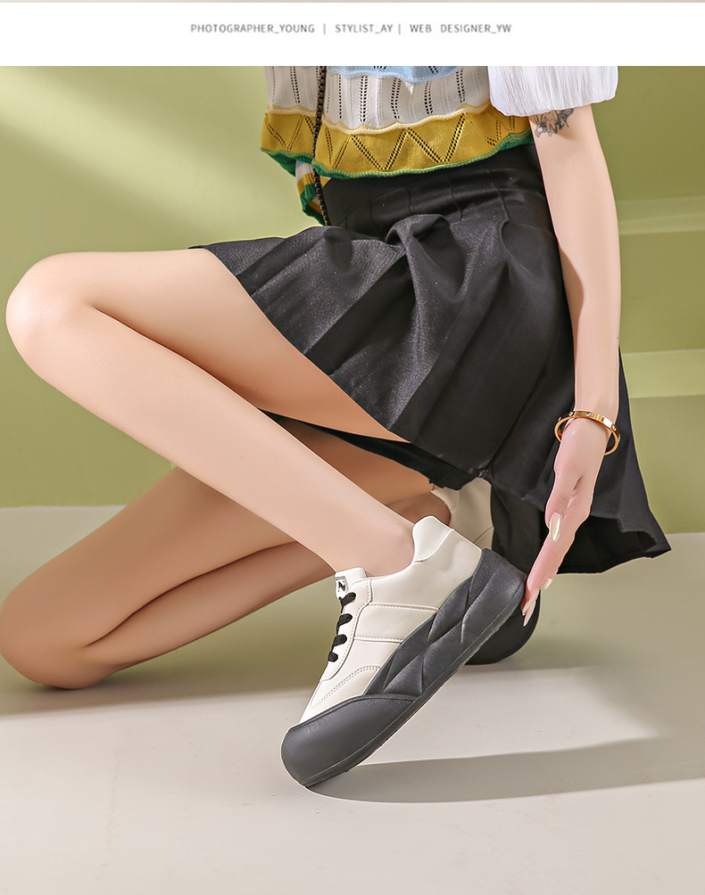 女式板鞋】现货2024秋季新款低帮百搭厚底增高系带韩版休闲运动鞋详情10